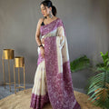 WINE Tussar Silk Saree