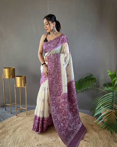 WINE Tussar Silk Saree