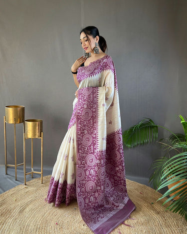 WINE Tussar Silk Saree 2