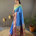 SKY BLUE  paithani weaving sarees