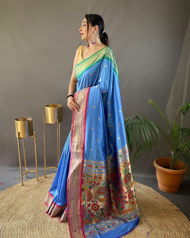 SKY BLUE  paithani weaving sarees