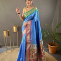 SKY BLUE  paithani weaving sarees 2