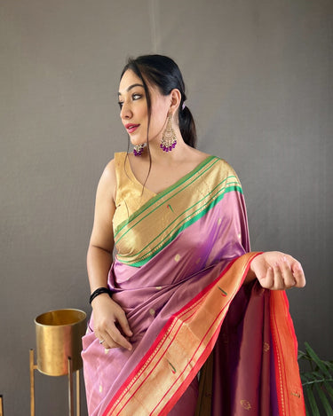 LIGHT PINK   paithani weaving sarees 1