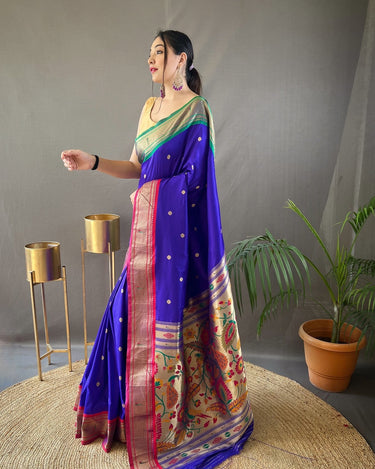  BLUE paithani weaving sarees