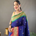 NAVY BLUE   paithani weaving sarees 1