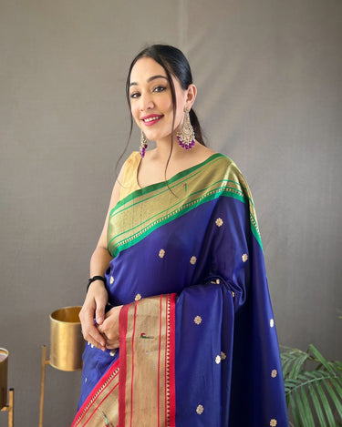 NAVY BLUE   paithani weaving sarees 1