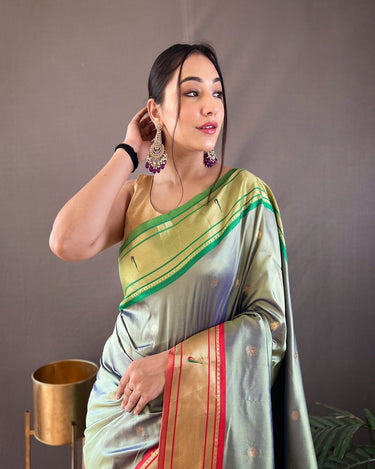 GRAY  paithani weaving sarees 1