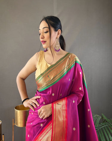 DARK PINK   paithani weaving sarees 1