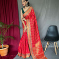 RED PURE PATOLA SILK SAREE WITH PAITHANI