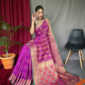 WINE PURE PATOLA SILK SAREE WITH PAITHANI 2