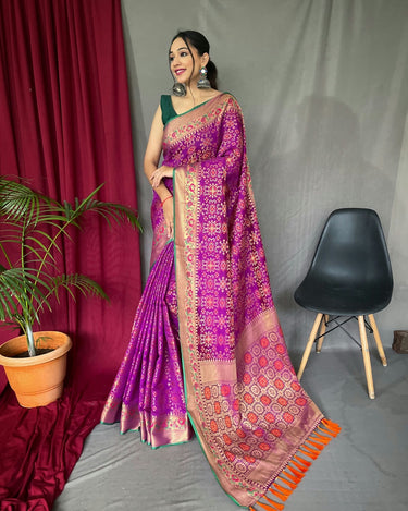 WINE PURE PATOLA SILK SAREE WITH PAITHANI