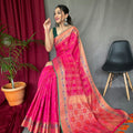 PINK  PURE PATOLA SILK SAREE WITH PAITHANI 2