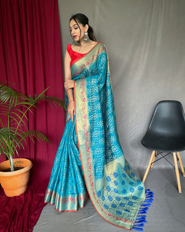 FIROZI   PURE PATOLA SILK SAREE WITH PAITHANI