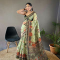 LIGHT GREEN Pure soft cotton tussar silk saree