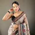 GRAY   Pure soft cotton tussar silk saree 1