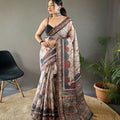 GRAY   Pure soft cotton tussar silk saree 2