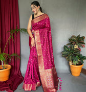  PINK PURE SOFT SILK SAREE WITH COPPER AND GOLDEN ZARI
