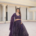 Puple Colour Designer Faux Blooming With Heavy Sequins Chaniya Choli 2