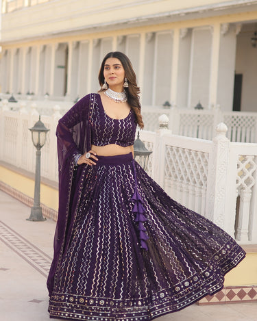 Puple Colour Designer Faux Blooming With Heavy Sequins Chaniya Choli 4