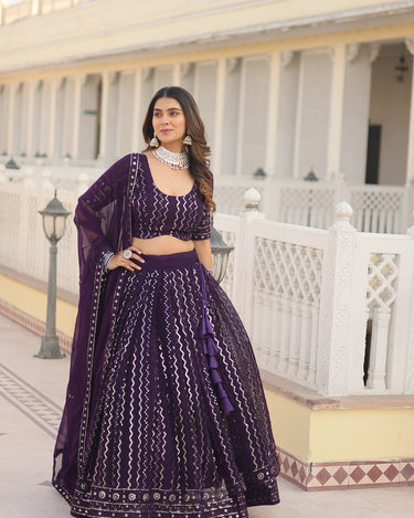 Puple Colour Designer Faux Blooming With Heavy Sequins Chaniya Choli 5