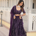 Puple Colour Designer Faux Blooming With Heavy Sequins Chaniya Choli 1