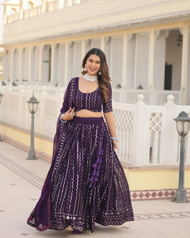 Puple Colour Designer Faux Blooming With Heavy Sequins Chaniya Choli 6