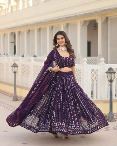 Puple Colour Designer Faux Blooming With Heavy Sequins Chaniya Choli