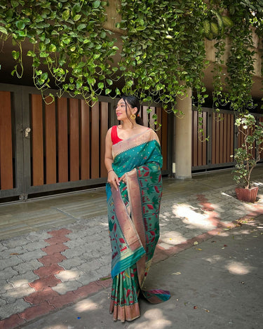 GRACEFUL GREEN  Pure banarasi paithani silk saree  2