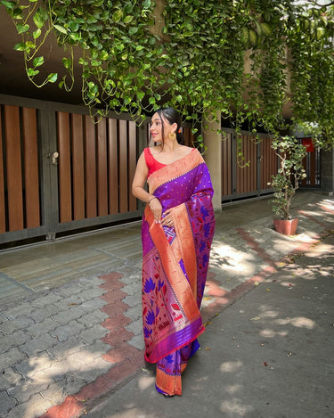 PURPLE Pure banarasi paithani silk saree 2