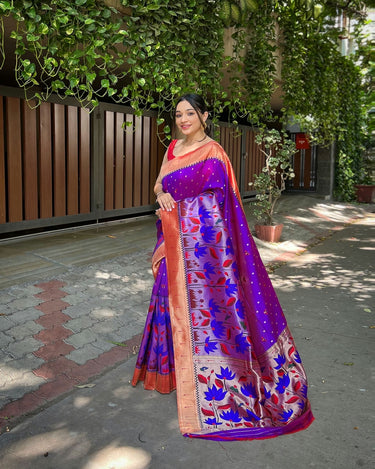 PURPLE Pure banarasi paithani silk saree 