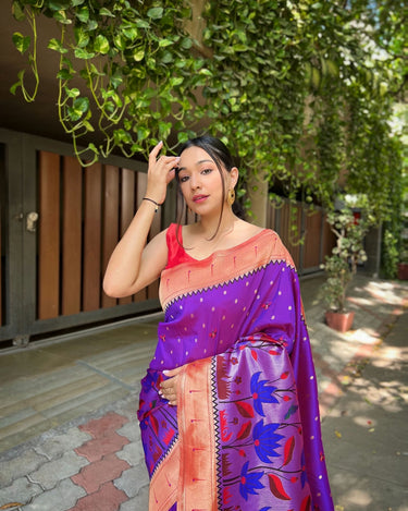 PURPLE  Pure banarasi paithani silk saree 1