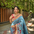 PASTAL BLUE  Pure banarasi paithani silk saree 1