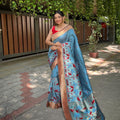 PASTAL BLUE  Pure banarasi paithani silk saree 