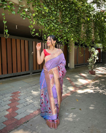 LIGHT PURPLE  Pure banarasi paithani silk saree 2