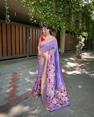 LIGHT PURPLE Pure banarasi paithani silk saree