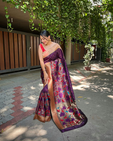 WINE Pure banarasi paithani silk saree