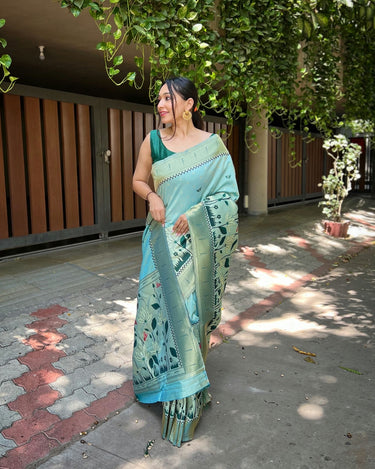 SKY BLUE Pure banarasi paithani silk saree 2