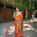 ORANGE Pure banarasi paithani silk saree 2