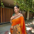 ORANGE Pure banarasi paithani silk saree 1