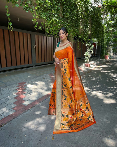 ORANGE Pure banarasi paithani silk saree