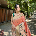 PEACH Pure banarasi paithani silk saree 1