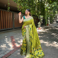 OLIVE GREEN Pure banarasi paithani silk saree