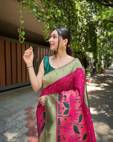 RUBY PINK Pure banarasi paithani silk saree 1