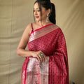 RED Soft litchi silk saree with rich pallu and attractive border 1