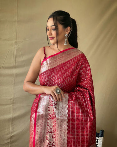 RED Soft litchi silk saree with rich pallu and attractive border 1