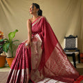RED Soft litchi silk saree with rich pallu and attractive border 2