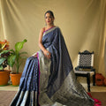 NAVY BLUE Soft litchi silk saree with rich pallu and attractive border 2