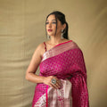 PINK  Soft litchi silk saree with rich pallu and attractive border  1
