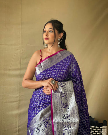 BLUE Soft litchi silk saree with rich pallu and attractive border  1