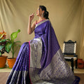 BLUE Soft litchi silk saree with rich pallu and attractive border  2